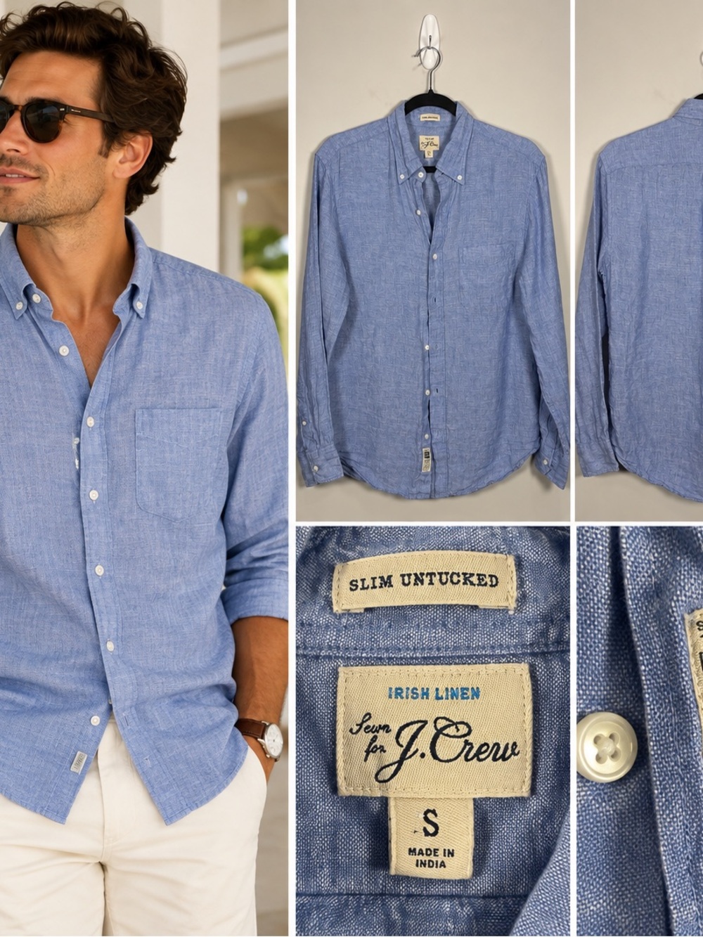 J.Crew Baird McNutt Irish Linen Slim Untucked Shirt Blue Men’s S
